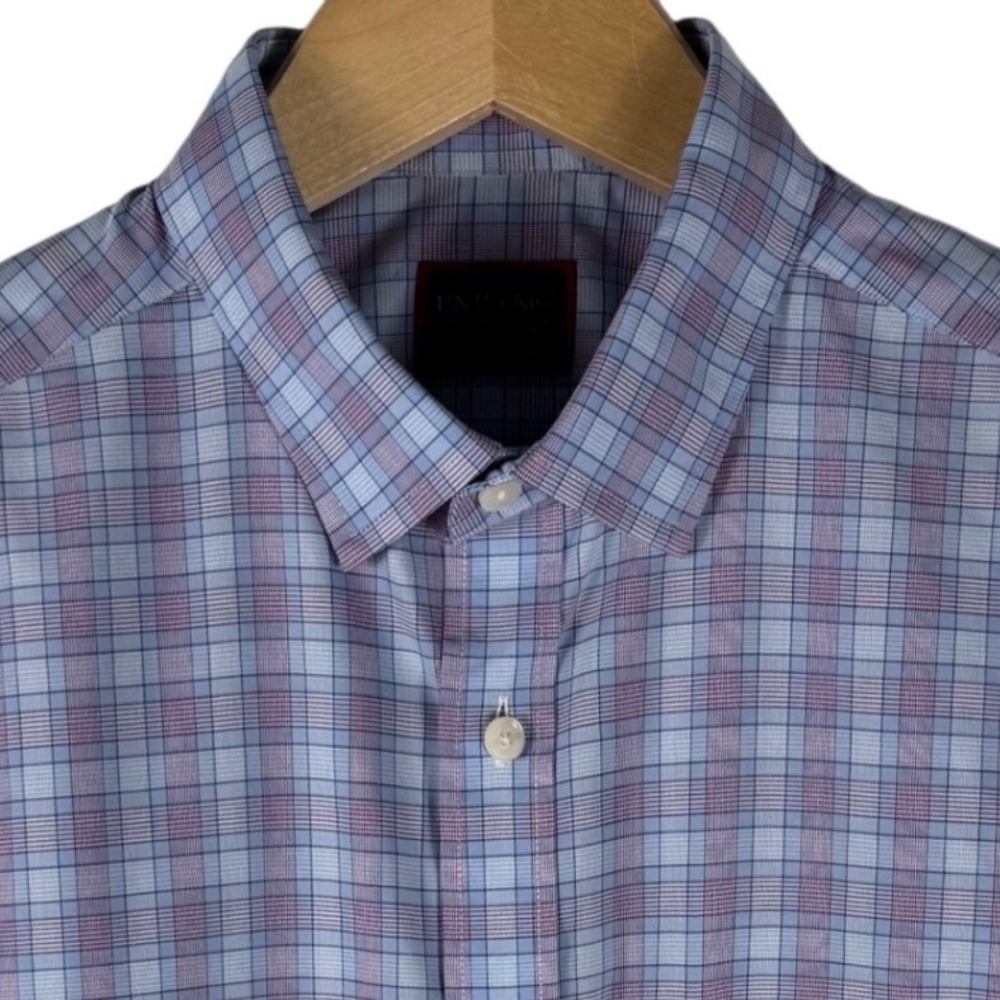 UNTUCKit Moravia WF Slim Fit Plaid Button Down Shirt Mens M Blue Burgundy